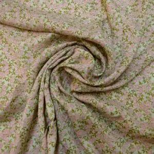 Viscose Fabric Floral Blooms Sage Pink