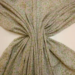 Viscose Fabric Floral Blooms Sage Pink