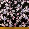 Viscose Fabric Floral Night Lillies Black White Cerise