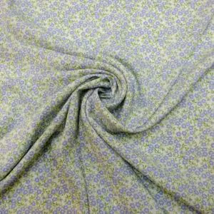 Viscose Fabric Floral Dorkin Ivory Blue
