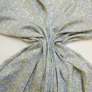 Viscose Fabric Floral Dorkin Ivory Blue