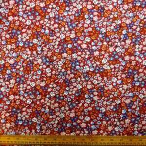 Viscose Fabric Floral Daisy Garden Light Wine Blue Pink