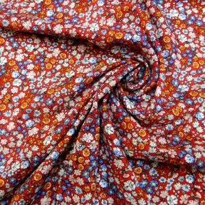 Viscose Fabric Floral Daisy Garden Light Wine Blue Pink