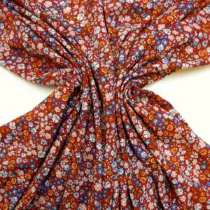 Viscose Fabric Floral Daisy Garden Light Wine Blue Pink