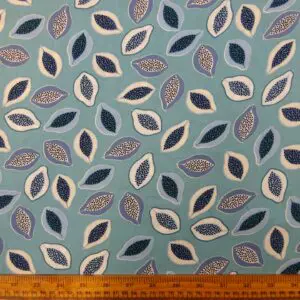 Viscose Fabric Fruity Popping Papayas Blue