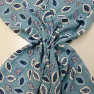 Viscose Fabric Fruity Popping Papayas Blue