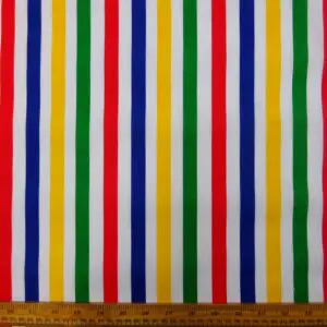 Polyester Cotton Fabric 15mm Stripe Multi Coloured