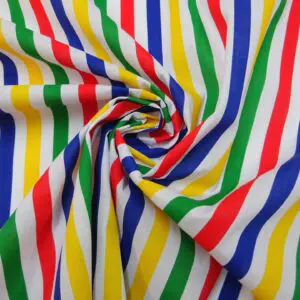 Polyester Cotton Fabric 15mm Stripe Multi Coloured