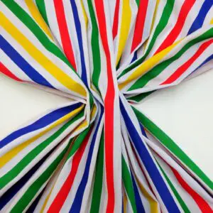 Polyester Cotton Fabric 15mm Stripe Multi Coloured