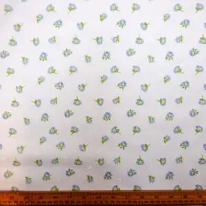 Polyester Cotton Fabric Floral Ooh Petal Blue