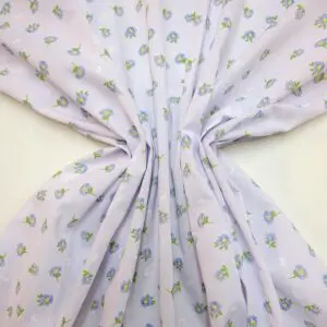 Polyester Cotton Fabric Floral Ooh Petal Blue