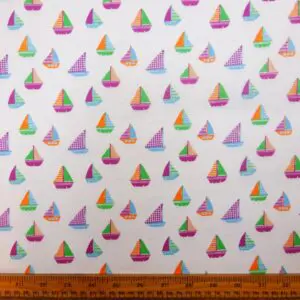 Polyester Cotton Fabric Sail Boats Mauve