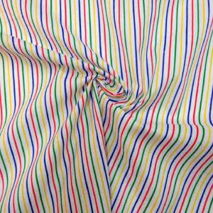 Polyester Cotton Fabric Skinny Stripe Multi