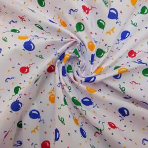 Polyester Cotton Fabric Balloons Multi Royal