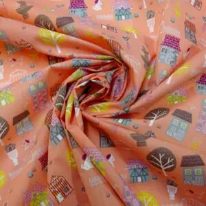Polyester Cotton Fabric Air B And B Pink