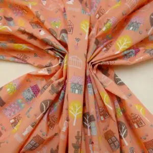 Polyester Cotton Fabric Air B And B Pink