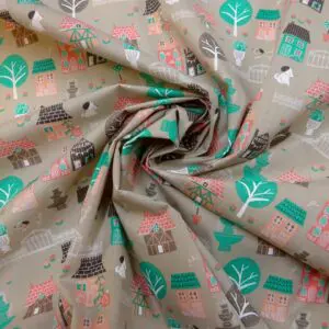 Polyester Cotton Fabric Air B And B Grey