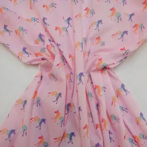 Polyester Cotton Fabric Zebra Multi Pink