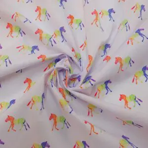 Polyester Cotton Fabric Zebra Multi White