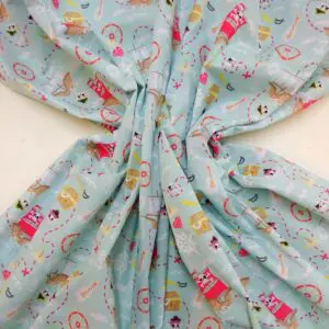 Polyester Cotton Fabric Party Pirates Light Blue