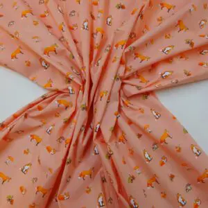 Polyester Cotton Fabric Foxy Woodland Peach