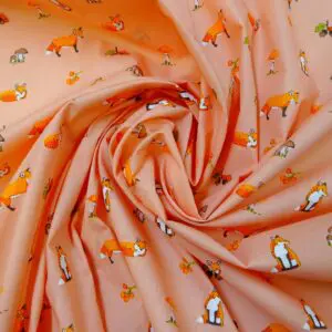 Polyester Cotton Fabric Foxy Woodland Peach