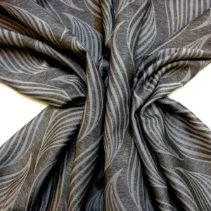Curtain Fabric Intertwined Lines Satinised Texture Black Grey