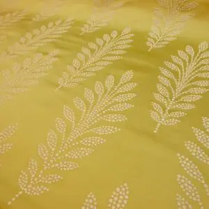 Curtain Fabric Sprigs Eclipse Maize Yellow Ivory