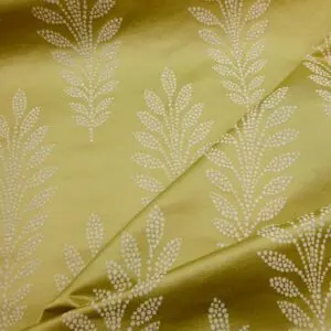 Curtain Fabric Sprigs Eclipse Maize Yellow Ivory