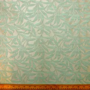 Curtain Fabric Satinized Frothy Ferns Aqua Grey