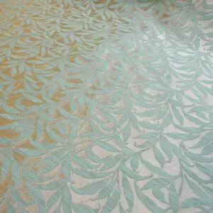 Curtain Fabric Satinized Frothy Ferns Aqua Grey