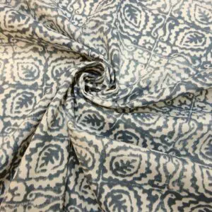 Curtain Fabric Canvas 4 Leaf Clover Ivory Teal