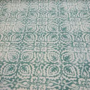 Curtain Fabric Canvas 4 Leaf Clover Ivory Aqua