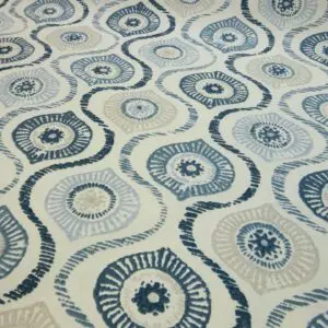 Curtain Fabric Canvas Mandala Print Ivory Teal