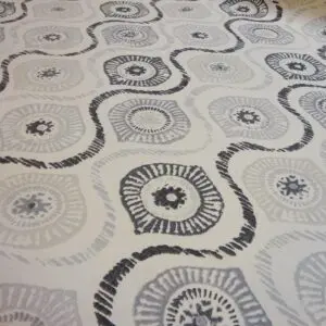 Curtain Fabric Canvas Mandala Print Ivory Grey