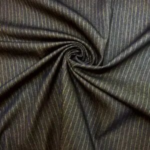 Denim Fabric Stretch Cotton Gold Pin Stripe Navy