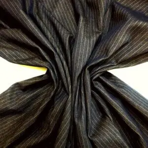 Denim Fabric Stretch Cotton Gold Pin Stripe Navy