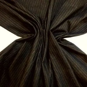 Denim Fabric Stretch Cotton Gold Pin Stripe Black