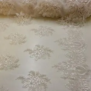 Lace Fabric Bridal Scalloped Sequinned Sweet April Angel Ivory