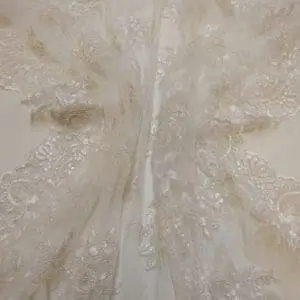 Lace Fabric Bridal Scalloped Sequinned Sweet April Angel Ivory