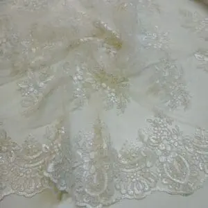 Lace Fabric Bridal Scalloped Sequinned Sweet April Angel Ivory