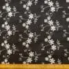 Linen Look Fabric Suiting Embroidered Anglais Floral Black Ivory
