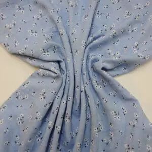 Linen Look Fabric Suiting Light Weight Sprig Cluster Floral Blue