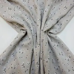 Linen Look Fabric Suiting Light Weight Sprig Cluster Floral Muesli Beige