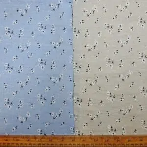 Linen Look Fabric Suiting Light Weight Sprig Cluster Floral