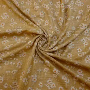 Linen Look Fabric Suiting Light Weight Mungo Daisy Sand