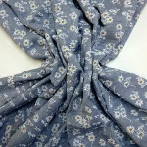 Linen Look Fabric Suiting Light Weight Mungo Daisy Denim