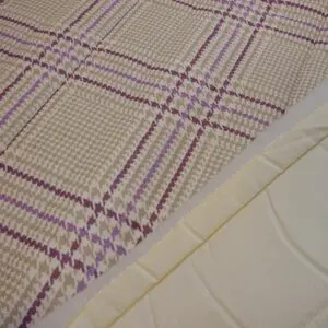 Quilting Fabric Cotton Canvas Plaid Cream Mauve