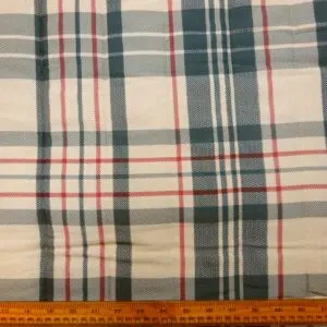 Quilting Fabric Cotton Canvas Plaid Cream Denim Red