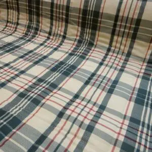 Quilting Fabric Cotton Canvas Plaid Cream Denim Red